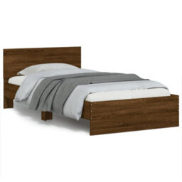 Berkfield Bed Frame Without Mattress With Headboard Brown Oak 100X200 Cm - thumbnail 2