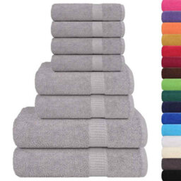 Berkfield Durable 8 Piece Towel Set Grey 360 Gsm 100% Cotton