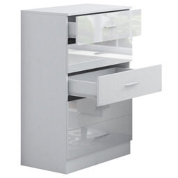Reflect 5 Drawer Chest - White Gloss & Matt White - Modern Vertical Bedroom Storage Unit - H: 100Cm X W: 70Cm X D: 40Cm - thumbnail 5