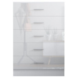 Reflect 5 Drawer Chest - White Gloss & Matt White - Modern Vertical Bedroom Storage Unit - H: 100Cm X W: 70Cm X D: 40Cm - thumbnail 3