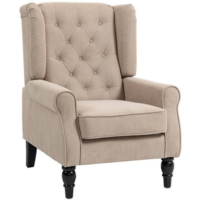 B Retro Accent Chair Wingback Armchair With Wood Frame For Living Room - image 1
