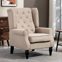 B Retro Accent Chair Wingback Armchair With Wood Frame For Living Room - thumbnail 4