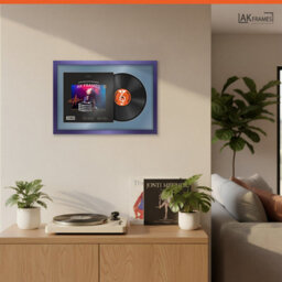 "AK Frames 25X17"" Purple Sleek Vinyl Record Frame With Pompadour Mount For 12 Inch Lp Cover & Disc - Overlapped Design" - thumbnail 5