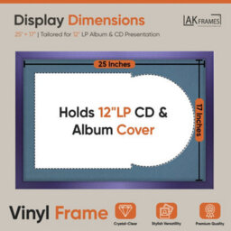 "AK Frames 25X17"" Purple Sleek Vinyl Record Frame With Pompadour Mount For 12 Inch Lp Cover & Disc - Overlapped Design" - thumbnail 2