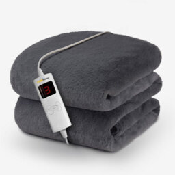 Cosi Home Faux Fur Electric Heated Throw - Grey - thumbnail 3