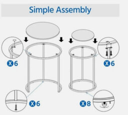 Round Nesting Coffee Table Set, Stacking Sofa Side Table With Glass Top, Black - thumbnail 6