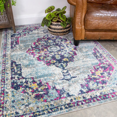 Loomed Multicolour Traditional Medallion Area Rug 200X290Cm - image 1