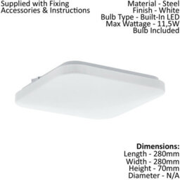 Modern White Led Wall Flush Ceiling Light - 11.5W Warm White Bulb - thumbnail 2