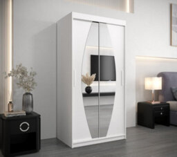 Arte Elypse Contemporary 2 Mirrored Sliding Door Wardrobe 5 Shelves 2 Rails White (H)2000mm (W)1000mm (D)620mm - thumbnail 2