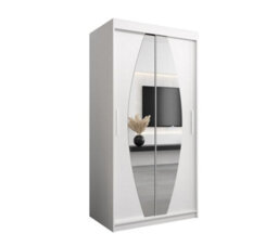 Arte Elypse Contemporary 2 Mirrored Sliding Door Wardrobe 5 Shelves 2 Rails White (H)2000mm (W)1000mm (D)620mm - thumbnail 1