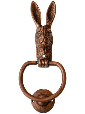 Ivyline Cast Iron Hare Door Knocker - Iron - L4 X W10.5 X H23.5 Cm - Antique Copper - image 1