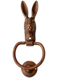 Ivyline Cast Iron Hare Door Knocker - Iron - L4 X W10.5 X H23.5 Cm - Antique Copper - thumbnail 2