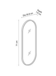 Deenz Losange Wall Mounted Mirror Golden-Tone Oval/pill Metallic Finish Aluminium & Glass Frame Curved Border  71 X 30.8 X 1.8 Cm - thumbnail 2