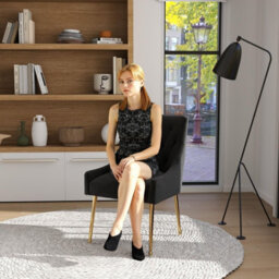 Seynar Velvet Tufted Dining Chairs With Gold Legs Set Of 2, Black, Upholstered For Living Or Study Room - thumbnail 7