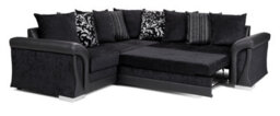 Corner Sofa Bed Vigo With Storage Black Fabric/ Faux Leather Scatter Back Cushions - thumbnail 2