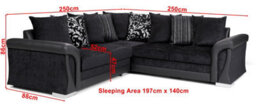 Corner Sofa Bed Vigo With Storage Black Fabric/ Faux Leather Scatter Back Cushions - thumbnail 4