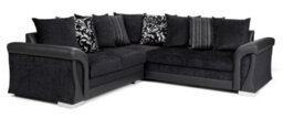 Corner Sofa Bed Vigo With Storage Black Fabric/ Faux Leather Scatter Back Cushions - thumbnail 1