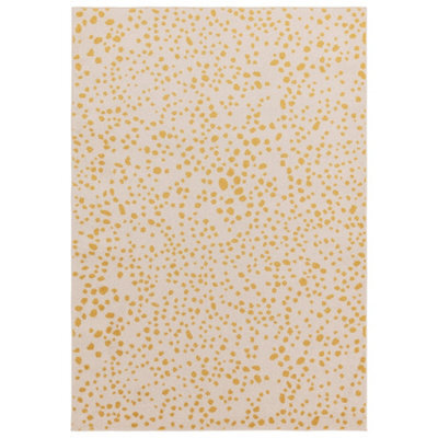 Yellow Dotted Modern Rug Easy To Clean Dining Room-80Cm X 150Cm - image 1