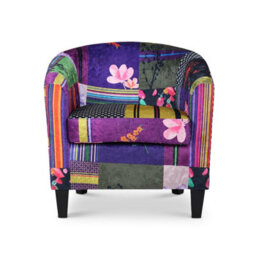 Tub Chair Armchair Club Chair In Patchwork Fabric - thumbnail 3