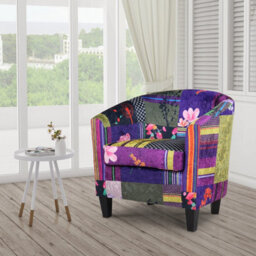 Tub Chair Armchair Club Chair In Patchwork Fabric - thumbnail 7