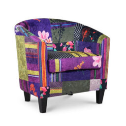 Tub Chair Armchair Club Chair In Patchwork Fabric - thumbnail 2