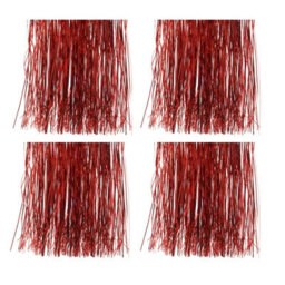 Decoris 4X Red Lametta Foil Tinsel Garland Strands Christmas Tree Tinsel 50Cm X 40Cm - thumbnail 1