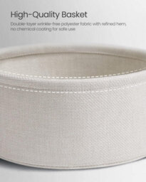 Songmics Vasagle Modern Side Table, Round End Table With Large Fabric Basket, Ideal For Living Room Or Bedroom, Cement Grey And Cloud White - thumbnail 5