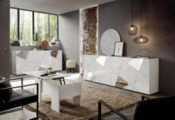 FurniComp LTD Furnicomp Giulia 3 Door White Gloss Tv Unit With Mirrors - thumbnail 4
