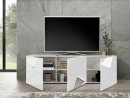 FurniComp LTD Furnicomp Giulia 3 Door White Gloss Tv Unit With Mirrors - thumbnail 2
