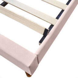 Abrihome 3Ft Single Bed With Slatted Frame And Headboard, Youth Bed, Wooden Slatted Support, Velvet, Pink - thumbnail 5
