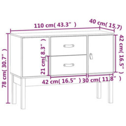 Berkfield Sideboard Honey Brown 110X40X78 Cm Solid Wood Pine - thumbnail 9