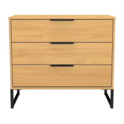 Beijing 3 Drawer Chest Of Drawers In Modern Oak (Ready Assembled) - image 1