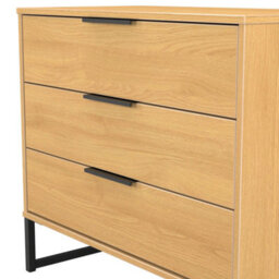 Beijing 3 Drawer Chest Of Drawers In Modern Oak (Ready Assembled) - thumbnail 4