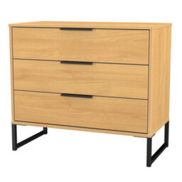 Beijing 3 Drawer Chest Of Drawers In Modern Oak (Ready Assembled) - thumbnail 3