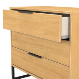 Beijing 3 Drawer Chest Of Drawers In Modern Oak (Ready Assembled) - thumbnail 5