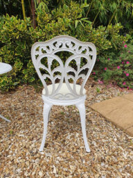 Sh&g Scotney 2 Seat Bistro Set - 3 Piece Round Table & Chairs - White Cast Aluminium With Cream Cushions - Indoor & Outdoor - thumbnail 6