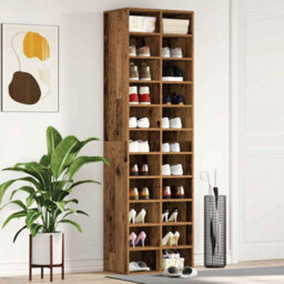 Walplus Shoe Cabinet Old Wood 54X34X183 Cm Engineered Wood - thumbnail 3