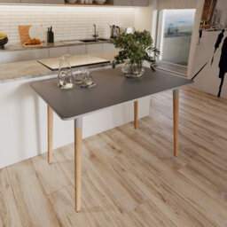 Urbn-Living Urbnliving 75Cm Height Grey Rectangle Scandi Style Kitchen Table Wooden Legs - thumbnail 2