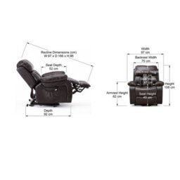 More4Homes Chester Single Motor Electric Rise Recliner Bonded Leather Armchair Electric Lift Riser Chair (Brown) - thumbnail 9