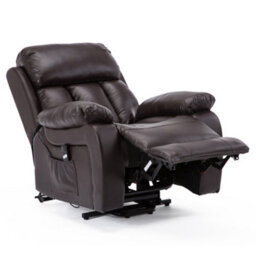 More4Homes Chester Single Motor Electric Rise Recliner Bonded Leather Armchair Electric Lift Riser Chair (Brown) - thumbnail 3