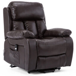 More4Homes Chester Single Motor Electric Rise Recliner Bonded Leather Armchair Electric Lift Riser Chair (Brown) - thumbnail 2