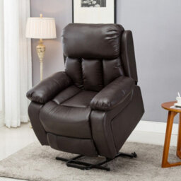 More4Homes Chester Single Motor Electric Rise Recliner Bonded Leather Armchair Electric Lift Riser Chair (Brown)
