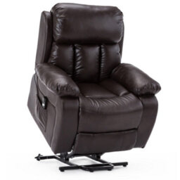 More4Homes Chester Single Motor Electric Rise Recliner Bonded Leather Armchair Electric Lift Riser Chair (Brown) - thumbnail 4