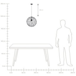 Wyld And Coco Lumalux Hanging Light Pendant Black Wire Open Round Sphere Shade Industrial Design W40 X H131Cm - thumbnail 6