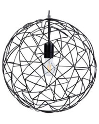 Wyld And Coco Lumalux Hanging Light Pendant Black Wire Open Round Sphere Shade Industrial Design W40 X H131Cm - thumbnail 1