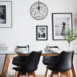 Wyld And Coco Lumalux Hanging Light Pendant Black Wire Open Round Sphere Shade Industrial Design W40 X H131Cm - thumbnail 2