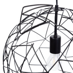Wyld And Coco Lumalux Hanging Light Pendant Black Wire Open Round Sphere Shade Industrial Design W40 X H131Cm - thumbnail 3