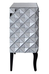 Premier Housewares Interiors By Premier Contemporary Silver Finish Cabinet, Geometric Design Storage Cabinet For Kitchen, Sideboard Wooden Cabinet - thumbnail 3