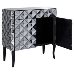 Premier Housewares Interiors By Premier Contemporary Silver Finish Cabinet, Geometric Design Storage Cabinet For Kitchen, Sideboard Wooden Cabinet - thumbnail 5