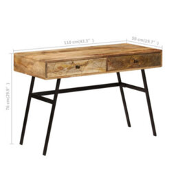 Vidaxl Writing Desk With Drawers Solid Mango Wood 110X50X76 Cm - thumbnail 3